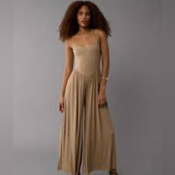 American Eagle Outfitters Pants - American Eagle Corset Wide Leg Jumpsuit Tan  Size Large